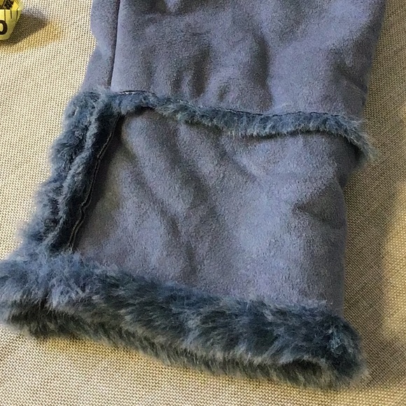 Utex Design VGUC blue suede feel button up jacket fleecy inside, side pockets - Picture 13 of 16